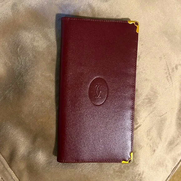 Cartier Bordeaux Leather Bifold Long Wallet - Amazing Condition! - Picture 1 of 8